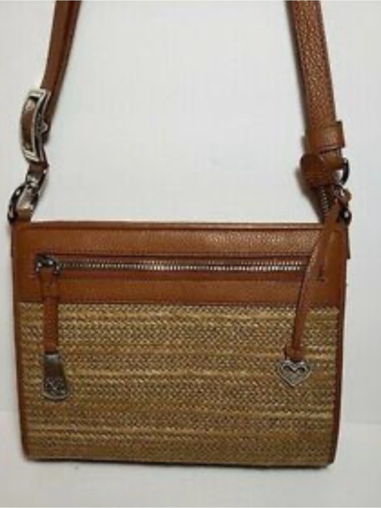 Brighton Handbags - Brighton Yellow and Brown Straw Crossbody Bag